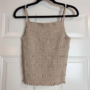H&M tan ruched stretch cami tank top sz Med